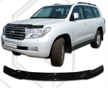 1 999 р. Дефлектор капота CA-Plastiс  Toyota Land Cruiser  200 (2012-2015) 1-ый рестайлинг (Classic черный, Без надписи)  с доставкой в г. Йошкар-Ола. Увеличить фотографию 1