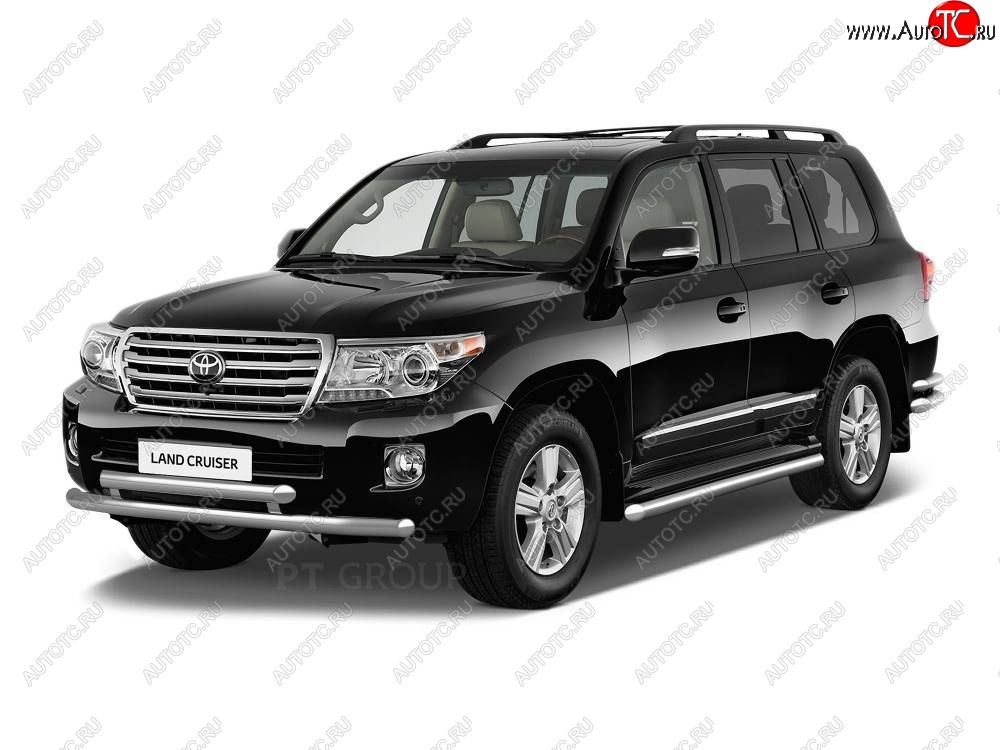 20 949 р. Защита порогов из трубы Ø51 Petroil Tuning Toyota Land Cruiser 200 2-ой рестайлинг (2015-2021) (Нержавеющая полированная сталь)  с доставкой в г. Йошкар-Ола