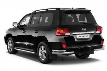 20 949 р. Защита порогов из трубы Ø51 Petroil Tuning Toyota Land Cruiser 200 2-ой рестайлинг (2015-2021) (Нержавеющая полированная сталь)  с доставкой в г. Йошкар-Ола. Увеличить фотографию 2