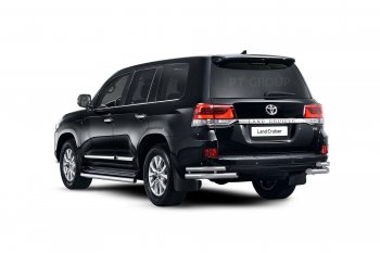 30 999 р. Защита порогов из трубы Ø63 Petroil Tuning Toyota Land Cruiser 200 2-ой рестайлинг (2015-2021) (Нержавеющая полированная сталь)  с доставкой в г. Йошкар-Ола. Увеличить фотографию 2