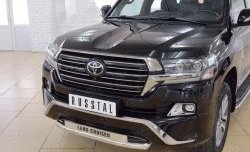 20 799 р. Защита переднего бампера (Ø63 мм с надписью, нержавейка) SLITKOFF Toyota Land Cruiser 200 2-ой рестайлинг (2015-2021)  с доставкой в г. Йошкар-Ола. Увеличить фотографию 3