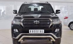 Защита переднего бампера (Ø63 мм волна, нержавейка) SLITKOFF Toyota Land Cruiser 200 2-ой рестайлинг (2015-2021)