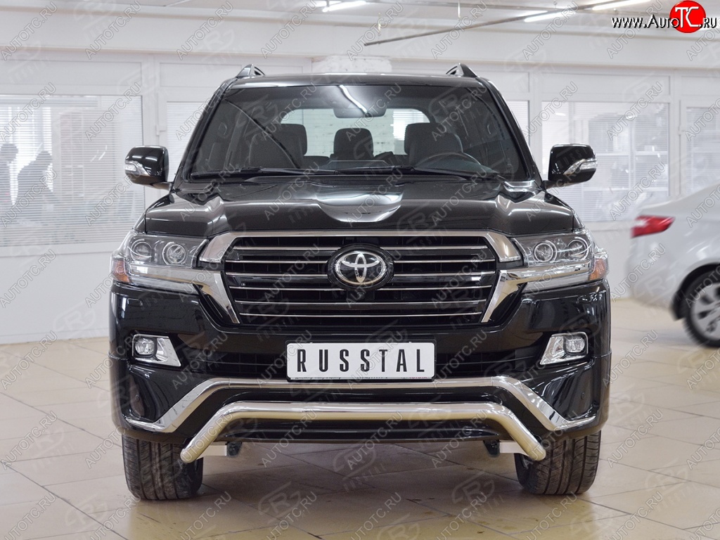 16 949 р. Защита переднего бампера (Ø63 мм волна, нержавейка) SLITKOFF Toyota Land Cruiser 200 2-ой рестайлинг (2015-2021)  с доставкой в г. Йошкар-Ола