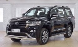 24 849 р. Защита переднего бампера (2 трубыØ76 и 63 мм, нержавейка) SLITKOFF  Toyota Land Cruiser  200 (2015-2021) 2-ой рестайлинг  с доставкой в г. Йошкар-Ола. Увеличить фотографию 2