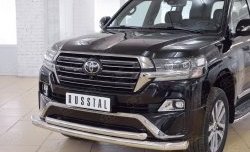 24 849 р. Защита переднего бампера (2 трубыØ76 и 63 мм, нержавейка) SLITKOFF  Toyota Land Cruiser  200 (2015-2021) 2-ой рестайлинг  с доставкой в г. Йошкар-Ола. Увеличить фотографию 3