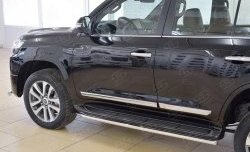 14 899 р. Защита порогов из круглой трубы диаметром 42 мм SLITKOFF Toyota Land Cruiser 200 2-ой рестайлинг (2015-2021)  с доставкой в г. Йошкар-Ола. Увеличить фотографию 4