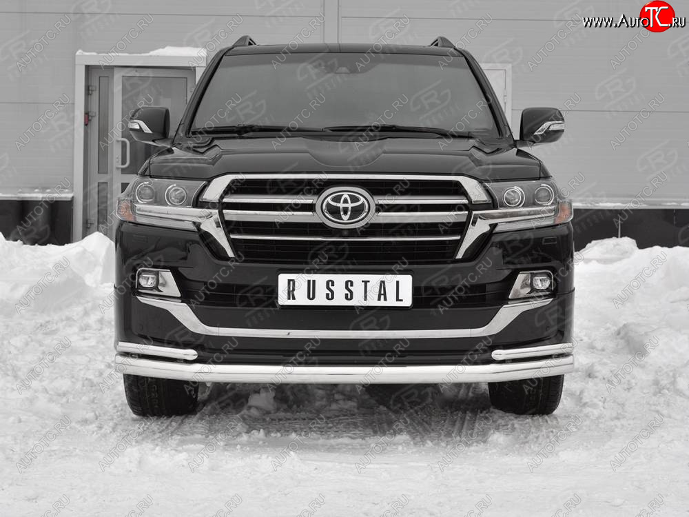 25 499 р. Защита переднего бампера (2 трубы Ø 76 и 42 мм, нержавейка, EXECUTIVE LOUNGE) Toyota Land Cruiser 200 2-ой рестайлинг (2015-2021)  с доставкой в г. Йошкар-Ола