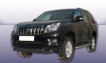 Защита переднего бампера Slitkoff (Ø 57+Ø 57+Ø 42, тройная). Toyota Land Cruiser Prado J150 дорестайлинг (2009-2013)