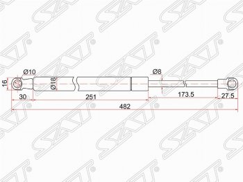 Упор крышки багажника SAT (газовый, на стекло) Toyota Land Cruiser Prado J150 дорестайлинг (2009-2013)