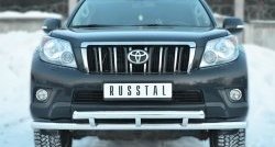 Защита переднего бампера (2 трубыØ63 мм, нержавейка) SLITKOFF Toyota Land Cruiser Prado J150 дорестайлинг (2009-2013)