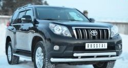 25 499 р. Защита переднего бампера (2 трубыØ76 и 63 мм, нержавейка) SLITKOFF  Toyota Land Cruiser Prado  J150 (2009-2013) дорестайлинг  с доставкой в г. Йошкар-Ола. Увеличить фотографию 4