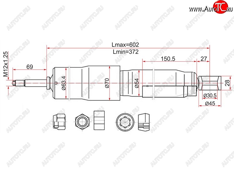 2 399 р. Амортизатор задний LH=RH SAT  Toyota Land Cruiser  80 (1989-1997)  с доставкой в г. Йошкар-Ола