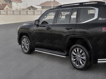 Защита порогов (Ø42 мм, нержавейка) SLITKOFF Toyota (Тойота) Land Cruiser (Лэнд)  J300 (2021-2025) J300 дорестайлинг