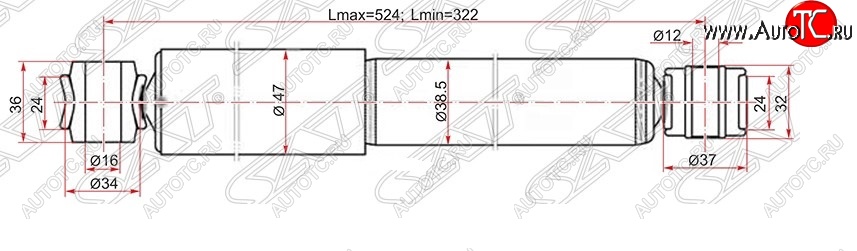 1 739 р. Амортизатор задний SAT (устанавливается на левую или правую сторону) Toyota LiteAce Noah (1996-2001)  с доставкой в г. Йошкар-Ола