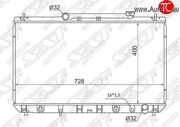 7 349 р. Радиатор двигателя SAT (пластинчатый, 2.2, МКПП/АКПП)  Toyota Mark 2  Qualis (1997-2002) седан  с доставкой в г. Йошкар-Ола