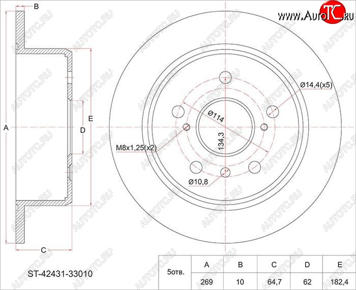 2 389 р. Диск тормозной SAT (задний, d 281)  Toyota Mark X  X120 - RAV4 ( XA305,  XA40)  с доставкой в г. Йошкар-Ола