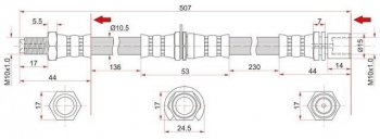 Тормозной шланг SAT (левый/правый) Toyota Mark 2 X80 седан (1988-1996)