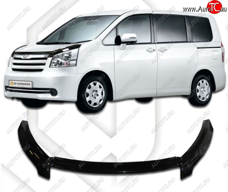 2 599 р. Дефлектор капота CA-Plastiс exclusive Toyota Noah 2 дорестайлинг (2007-2010) (Classic черный, Без надписи)  с доставкой в г. Йошкар-Ола