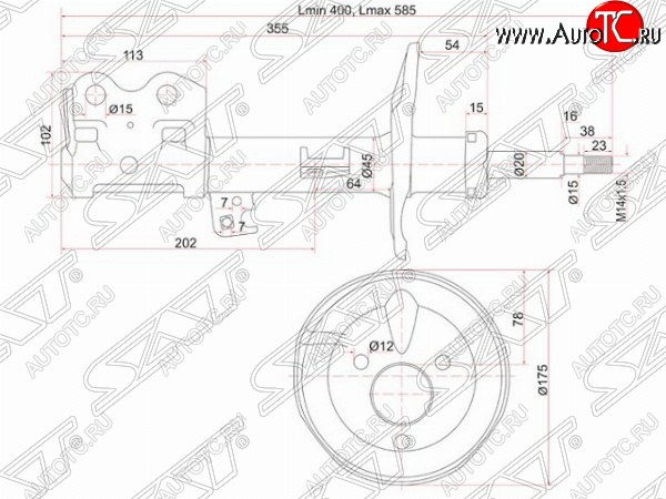 3 789 р. Правый амортизатор передний SAT Toyota Prius XW20 дорестайлинг (2003-2005)  с доставкой в г. Йошкар-Ола