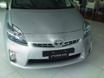 1 459 р. Декоративные элементы решетки радиатора SAT Toyota Prius XW30 дорестайлинг (2009-2011) (Хром)  с доставкой в г. Йошкар-Ола. Увеличить фотографию 2