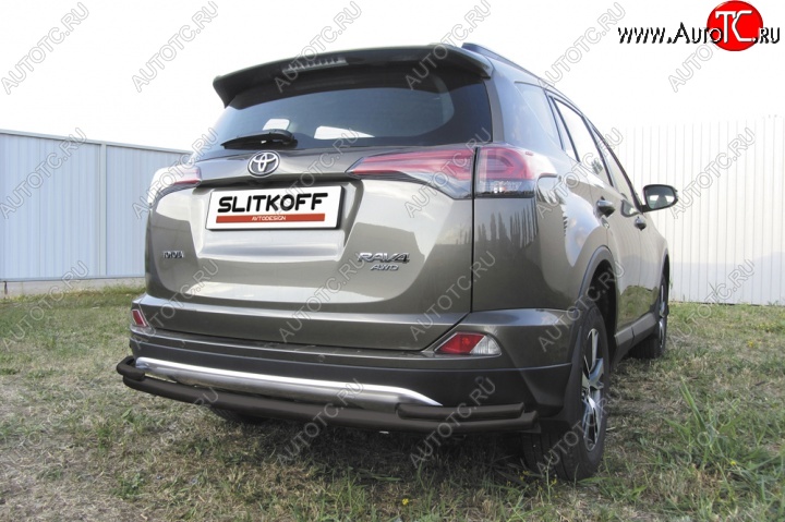 9 599 р. Защита задняя Slitkoff  Toyota RAV4  XA40 (2015-2019) 5 дв. рестайлинг (Цвет: серебристый)  с доставкой в г. Йошкар-Ола