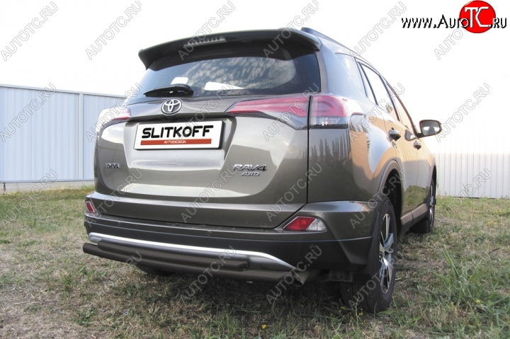 7 749 р. Защита задняя Slitkoff  Toyota RAV4  XA40 (2015-2019) 5 дв. рестайлинг (Цвет: серебристый)  с доставкой в г. Йошкар-Ола