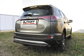 8 999 р. Защита заднего бампера Slitkoff (Ø57 мм, радиусная)  Toyota RAV4  XA40 (2015-2019) 5 дв. рестайлинг (Нержавейка полированная)  с доставкой в г. Йошкар-Ола. Увеличить фотографию 2