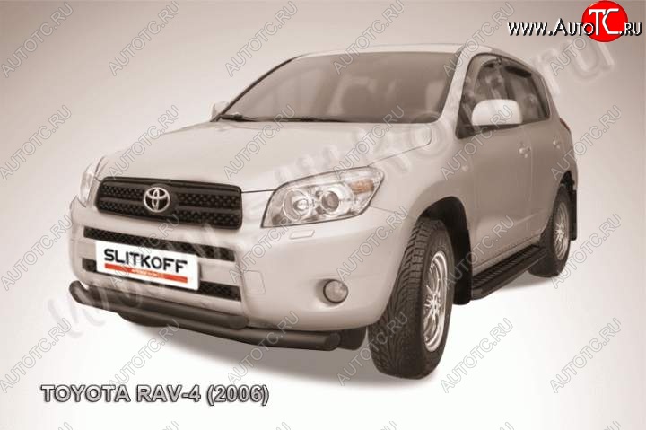 11 299 р. Защита переднего бампер Slitkoff Toyota RAV4 XA305 5 дв. дорестайлинг (2005-2009) (Цвет: серебристый)  с доставкой в г. Йошкар-Ола