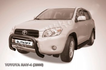 33 649 р. Защита переднего бампера Slitkoff (Ø76 мм, низкая) Toyota RAV4 XA305 5 дв. дорестайлинг (2005-2009) (Нержавейка полированная)  с доставкой в г. Йошкар-Ола. Увеличить фотографию 2