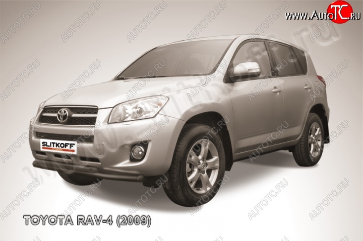 10 299 р. Защита переднего бампер Slitkoff Toyota RAV4 XA30 5 дв. 1-ый рестайлинг (2008-2010) (Цвет: серебристый)  с доставкой в г. Йошкар-Ола