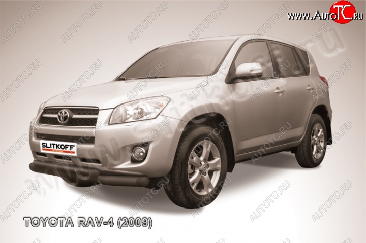 11 299 р. Защита переднего бампер Slitkoff Toyota RAV4 XA30 5 дв. 1-ый рестайлинг (2008-2010) (Цвет: серебристый)  с доставкой в г. Йошкар-Ола