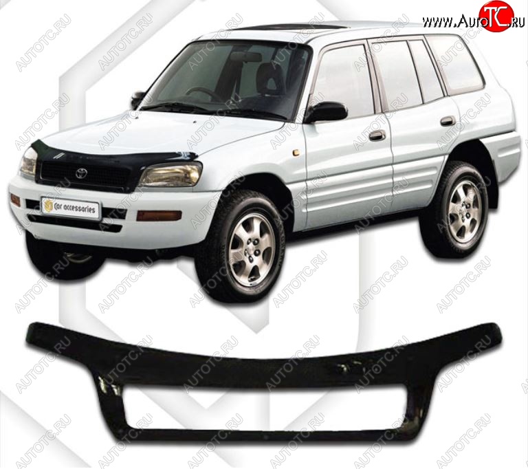 2 369 р. Дефлектор капота CA-Plastiс  Toyota RAV4  XA10 (1994-2000) 5 дв. дорестайлинг, 5 дв. рестайлинг (Classic черный, Без надписи)  с доставкой в г. Йошкар-Ола