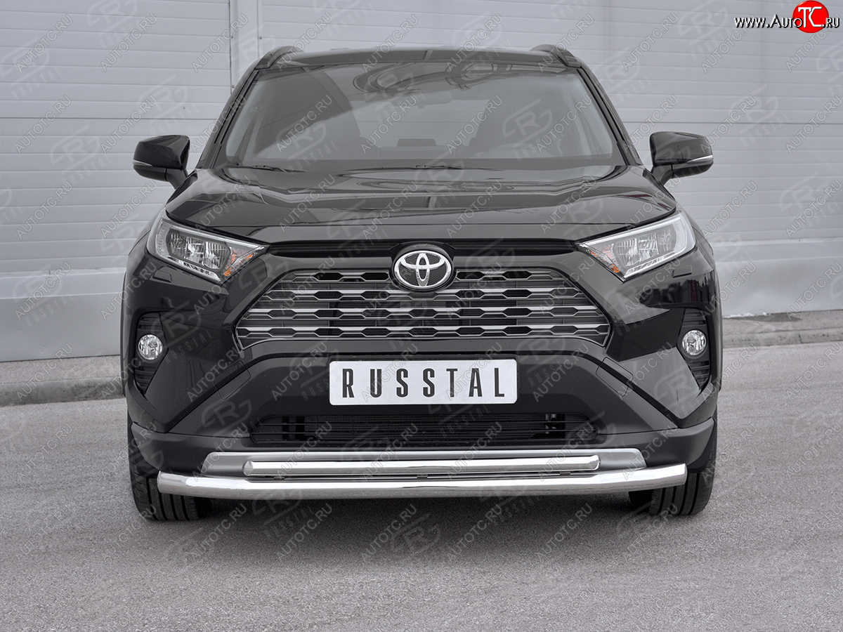 22 399 р. Защита переднего бампера (2 трубы Ø63 и 42 мм, нержавейка) SLITKOFF Toyota RAV4 XA50 5 дв. дорестайлинг (2018-2024)  с доставкой в г. Йошкар-Ола