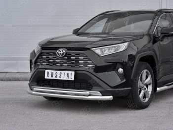 22 399 р. Защита переднего бампера (2 трубы Ø63 и 42 мм, нержавейка) SLITKOFF Toyota RAV4 XA50 5 дв. дорестайлинг (2018-2024)  с доставкой в г. Йошкар-Ола. Увеличить фотографию 2