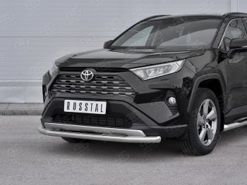 18 199 р. Защита переднего бампера (Ø63 мм, нержавейка) SLITKOFF Toyota RAV4 XA50 5 дв. дорестайлинг (2018-2024)  с доставкой в г. Йошкар-Ола. Увеличить фотографию 2