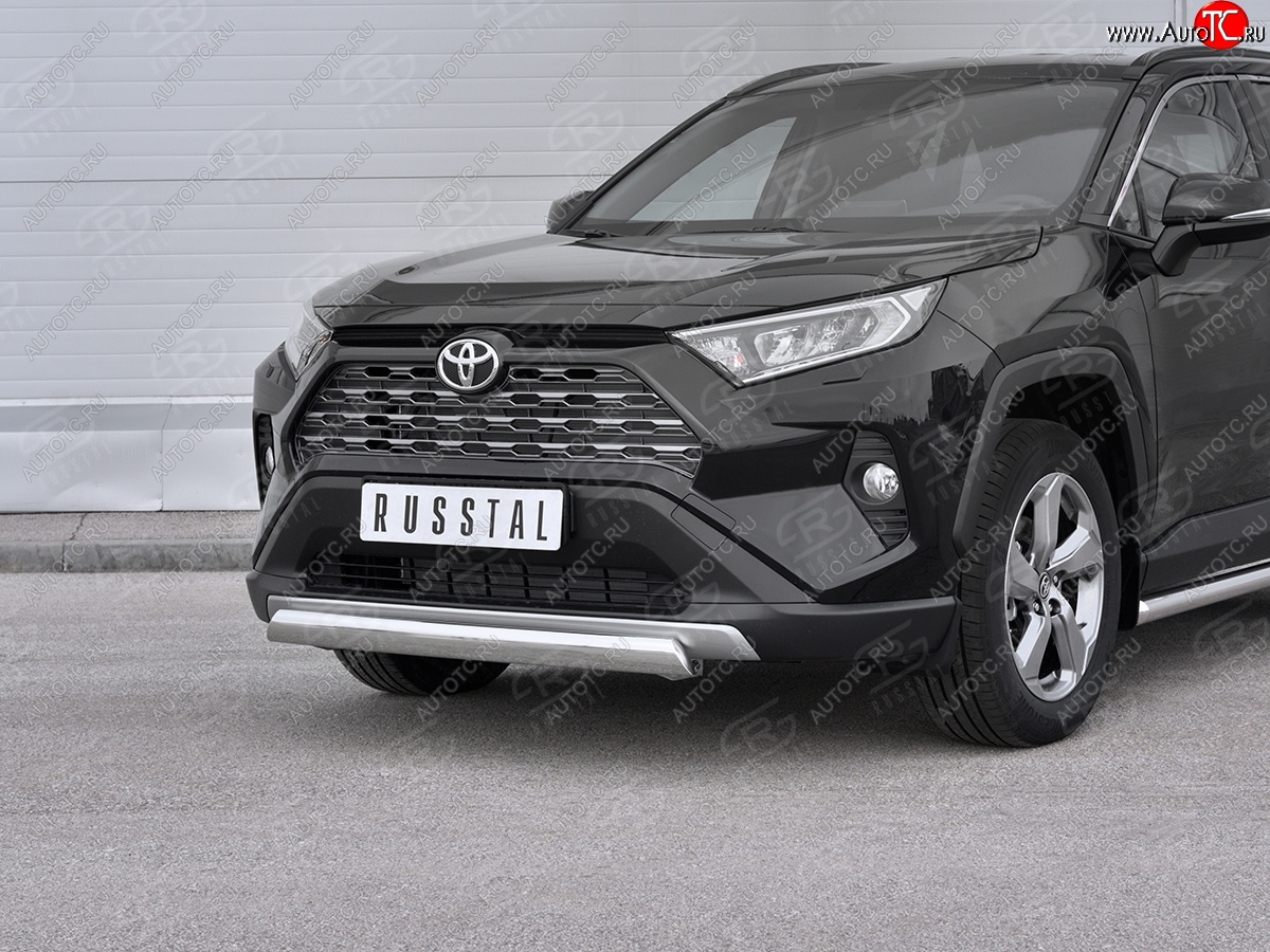 15 999 р. Защита переднего бампера (Ø75х42 мм, нержавейка) Russtal Toyota RAV4 XA50 5 дв. дорестайлинг (2018-2025)  с доставкой в г. Йошкар-Ола