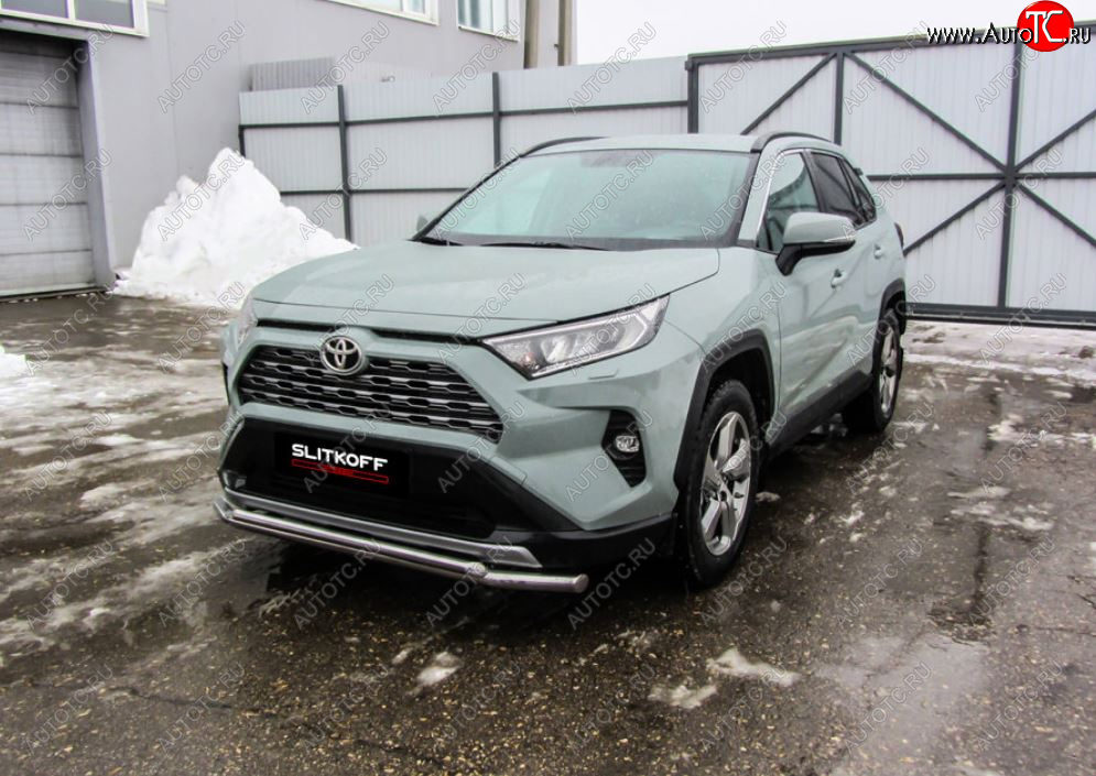 13 699 р. Защита переднего бампера Slitkoff (Ø57 и 42 мм)  Toyota RAV4  XA50 (2018-2025) 5 дв. дорестайлинг (Нержавейка)  с доставкой в г. Йошкар-Ола