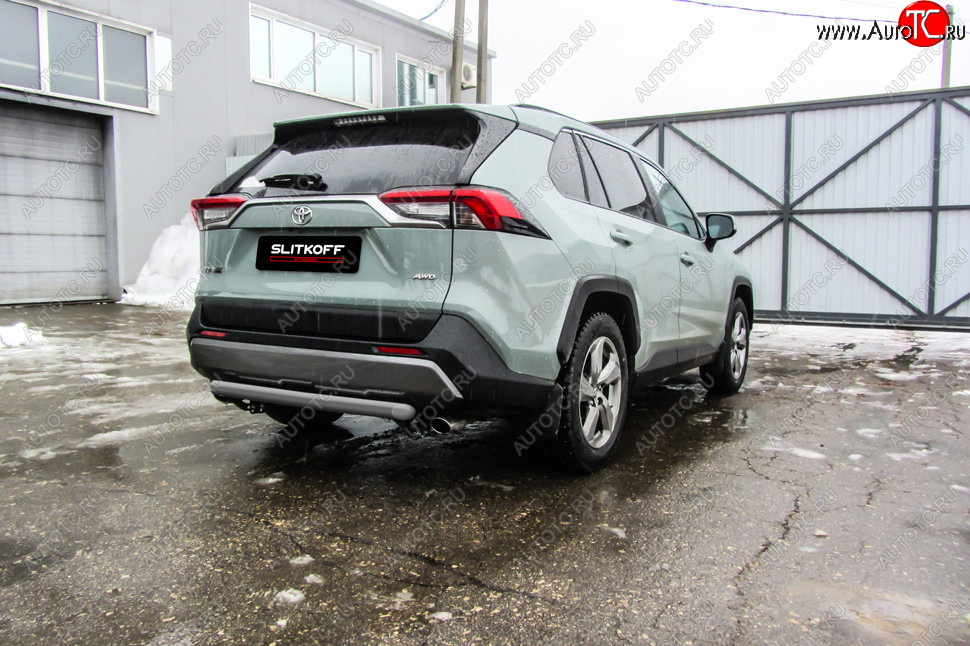 6 999 р. Защита заднего бампера Slitkoff (Ø57 мм)  Toyota RAV4  XA50 (2018-2024) 5 дв. дорестайлинг (Сталь с полимерным покрытием в цвет: серебристый)  с доставкой в г. Йошкар-Ола