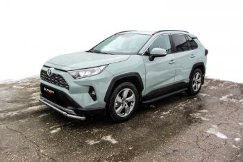 19 449 р. Пороги алюминиевые Slitkoff Toyota RAV4 XA50 5 дв. дорестайлинг (2018-2024) (Optima Black )  с доставкой в г. Йошкар-Ола. Увеличить фотографию 3