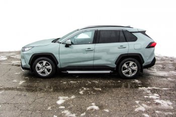 14 999 р. Пороги алюминиевые Slitkoff  Toyota RAV4  XA50 (2018-2024) 5 дв. дорестайлинг (Optima Silver)  с доставкой в г. Йошкар-Ола. Увеличить фотографию 2