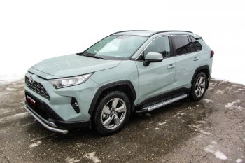 19 749 р. Пороги алюминиевые Slitkoff  Toyota RAV4  XA50 (2018-2024) 5 дв. дорестайлинг (Standart Silver)  с доставкой в г. Йошкар-Ола. Увеличить фотографию 2