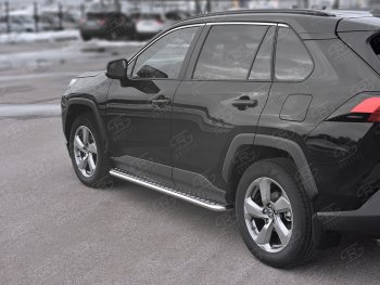 25 849 р. Пороги SLITKOFF d42 с листом Toyota RAV4 XA50 5 дв. дорестайлинг (2018-2024) (лист алюминий, труба сталь)  с доставкой в г. Йошкар-Ола. Увеличить фотографию 2