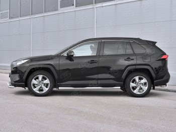 24 999 р. Защита порогов на SLITKOFF труба d76 с накладкой Toyota RAV4 XA50 5 дв. дорестайлинг (2018-2024) (защита порогов с заглушками на торцах)  с доставкой в г. Йошкар-Ола. Увеличить фотографию 3