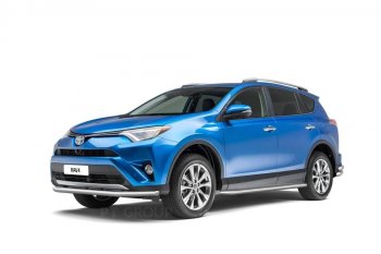 25 899 р. Порожки для ног из трубы Ø51 с алюминиевой площадкой Petroil Tuning Toyota RAV4 XA40 5 дв. рестайлинг (2015-2019) (Нержавеющая полированная сталь)  с доставкой в г. Йошкар-Ола. Увеличить фотографию 2