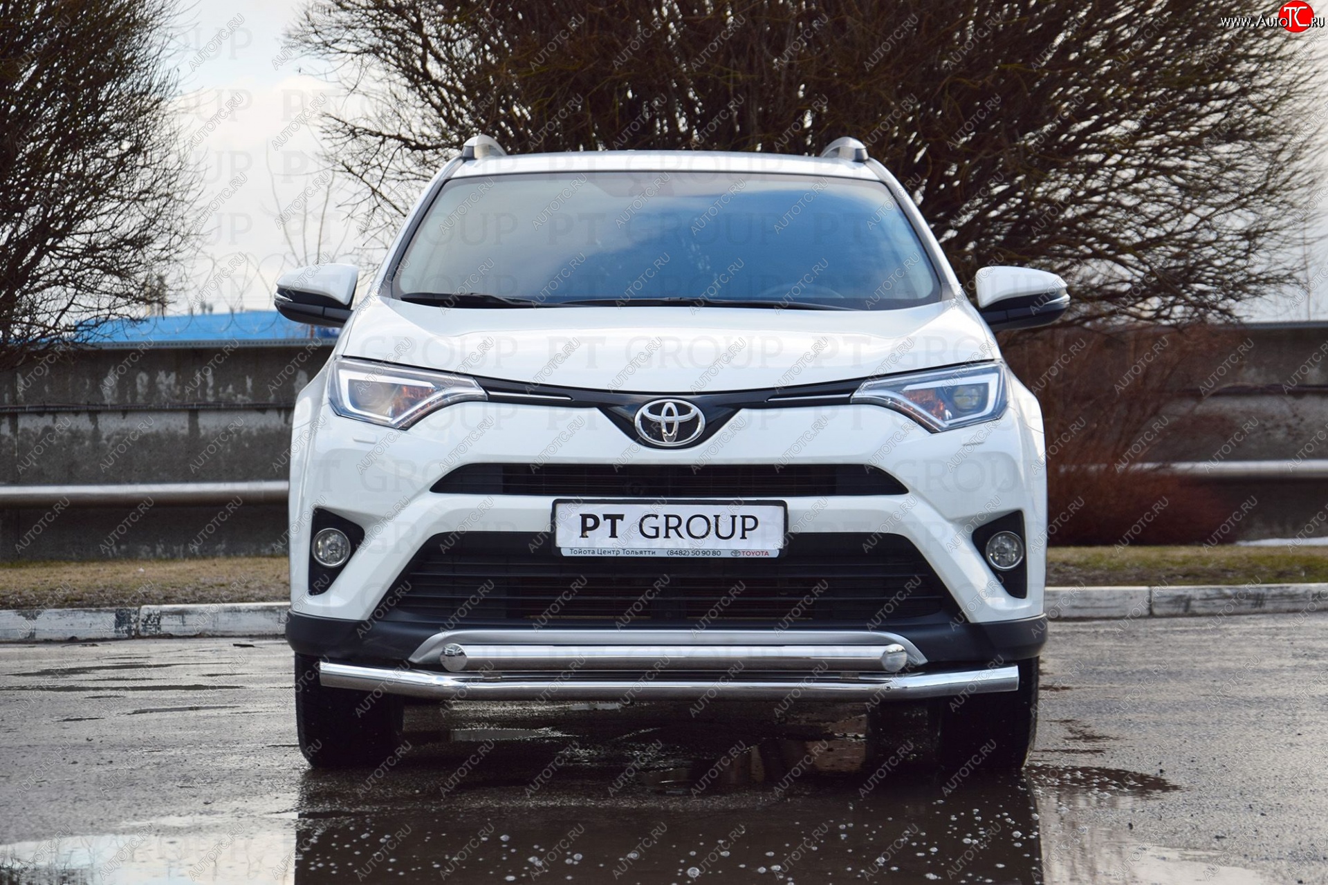 23 799 р. Защита переднего бампера двойная из труб d63/63 мм Petroil Tuning Toyota RAV4 XA40 5 дв. рестайлинг (2015-2019) (Нержавеющая полированная сталь)  с доставкой в г. Йошкар-Ола