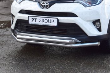 23 799 р. Защита переднего бампера двойная из труб d63/63 мм Petroil Tuning Toyota RAV4 XA40 5 дв. рестайлинг (2015-2019) (Нержавеющая полированная сталь)  с доставкой в г. Йошкар-Ола. Увеличить фотографию 3