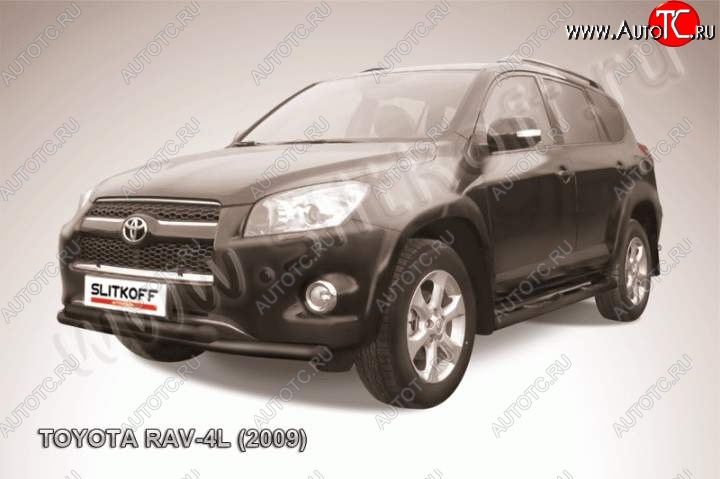 9 299 р. Защита переднего бампер Slitkoff Toyota RAV4 XA30 5 дв. удлиненный 1-ый рестайлинг (2009-2010) (Цвет: серебристый)  с доставкой в г. Йошкар-Ола