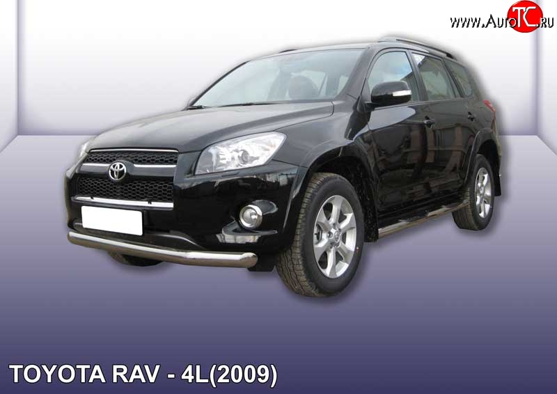 13 499 р. Одинарная защита переднего бампера диаметром 76 мм Slitkoff Toyota RAV4 XA30 5 дв. удлиненный 1-ый рестайлинг (2009-2010) (Цвет: нержавеющая полированная сталь)  с доставкой в г. Йошкар-Ола