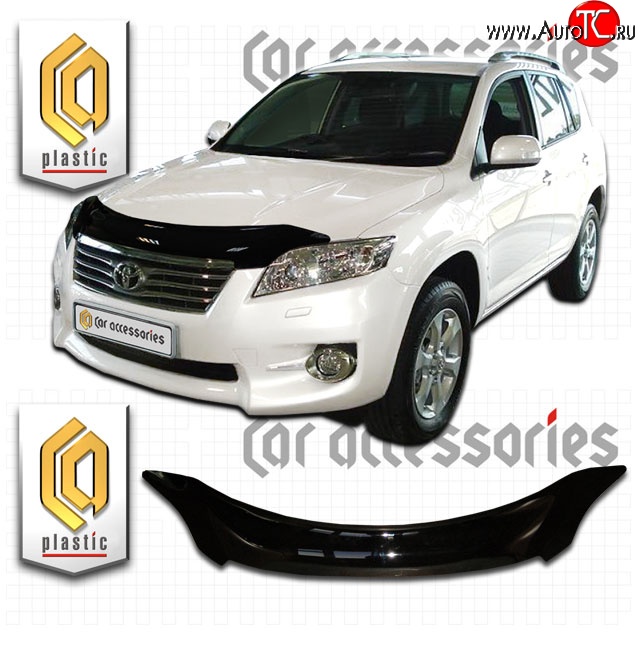 2 199 р. Дефлектор капота CA-Plastic  Toyota RAV4  XA30 (2010-2013) 5 дв. 2-ой рестайлинг, 5 дв. удлиненный 2-ой рестайлинг (Classic черный, Без надписи)  с доставкой в г. Йошкар-Ола