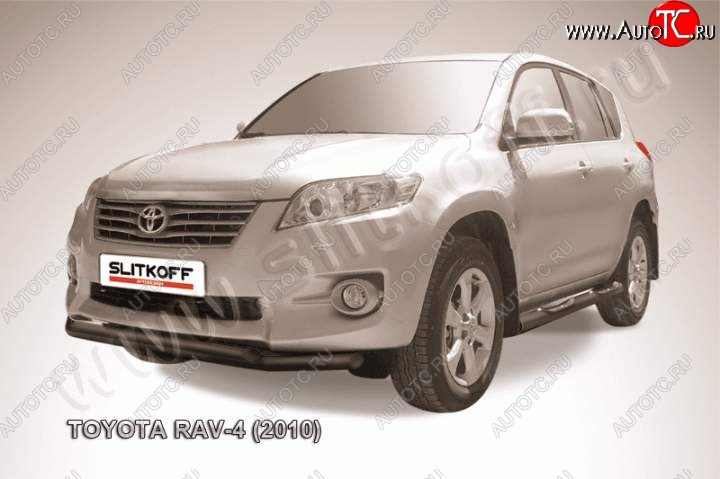 9 299 р. Защита переднего бампер Slitkoff Toyota RAV4 XA30 5 дв. удлиненный 2-ой рестайлинг (2010-2013) (Цвет: серебристый)  с доставкой в г. Йошкар-Ола